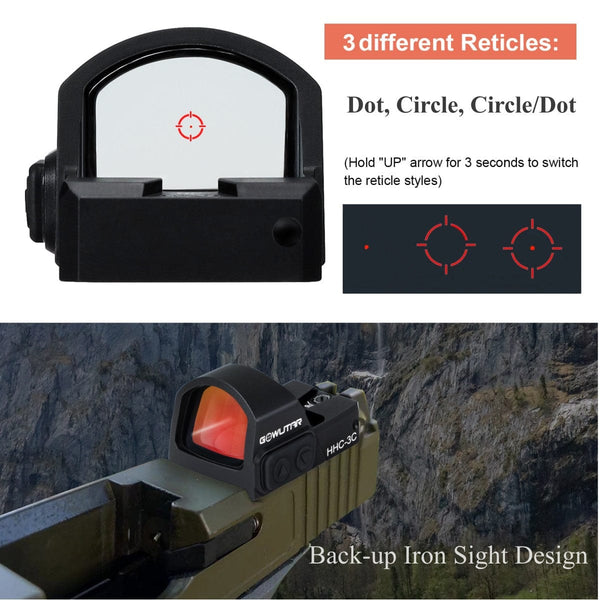 HHC-3C Multiple Reticles 2 MOA Dot 62 MOA Circle Red Dot Sight
