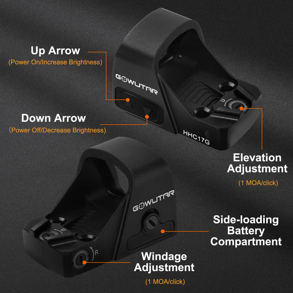 GOWUTAR HHC17G 3 MOA Micro RMSc Green Dot Sight for Compact & Subcompact Pistols Shake Awake Reflex Sights