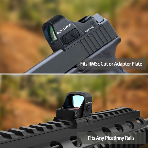 GOWUTAR HHC17C Multiple Reticles Red Dot Sight for RMSc Footprint 3 MOA Dot 46 MOA Circle Micro Pistol Optic