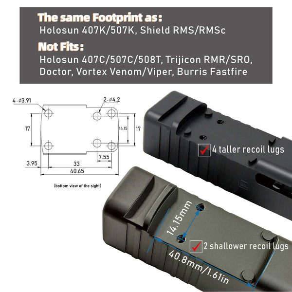 GOWUTAR HHC17R 3 MOA Micro RMSc Red Dot Sight Side-Battery Tray Reflex Sight for 407k/507k Footprint