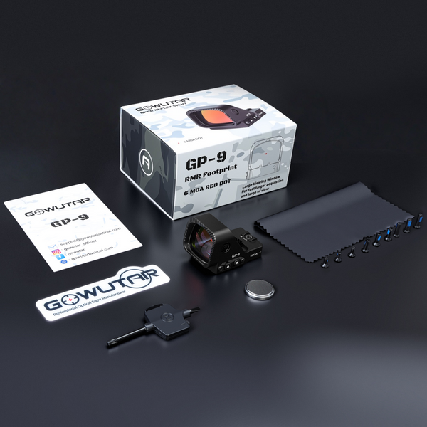 GOWUTAR GP-9 Large Window Red Dot Sight - 6 MOA RMR Footprint Red Dot Optics - 7075 Aluminum Motion Awake Pistol Reflex Sights