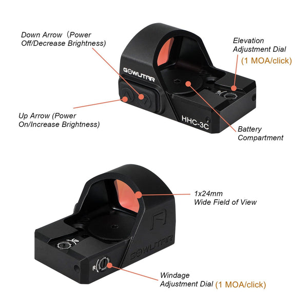 HHC-3C Multiple Reticles 2 MOA Dot 62 MOA Circle Red Dot Sight