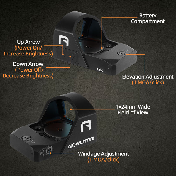 A20C RMR Footprint Multiple Reticles Red Dot Sight 2 MOA Dot 38 MOA Circle Pistol Reflex Sight