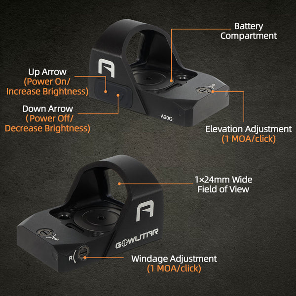 A20 RMR Green Dot Sight Shake Awake 2 MOA Reflex Sight for Full Size Pistols