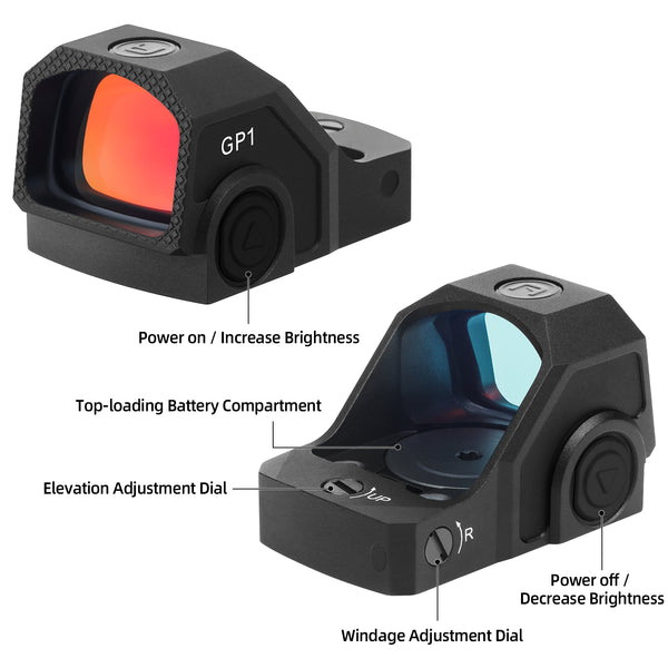 GOWUTAR GP1 Micro Red Dot Sight - RMSc/407k/507k Footprint - 3 MOA Pistol Red Dot Optics for Subcompact Setups