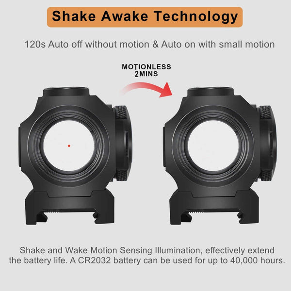 gowutar b22 red dot optic sights shake awake technology description
