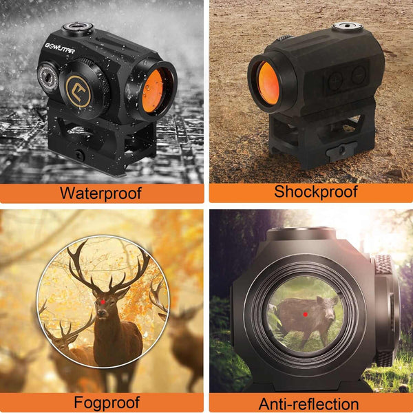 gowutar b22 red dot optic sights waterproof&shockproof&fogproof&anti-reflection function display